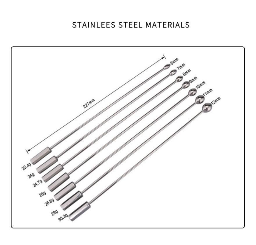 Stainless Steel Urethral Penis Sound Dilator 7 Pcs Set Penis Plug Metal Sex Toy