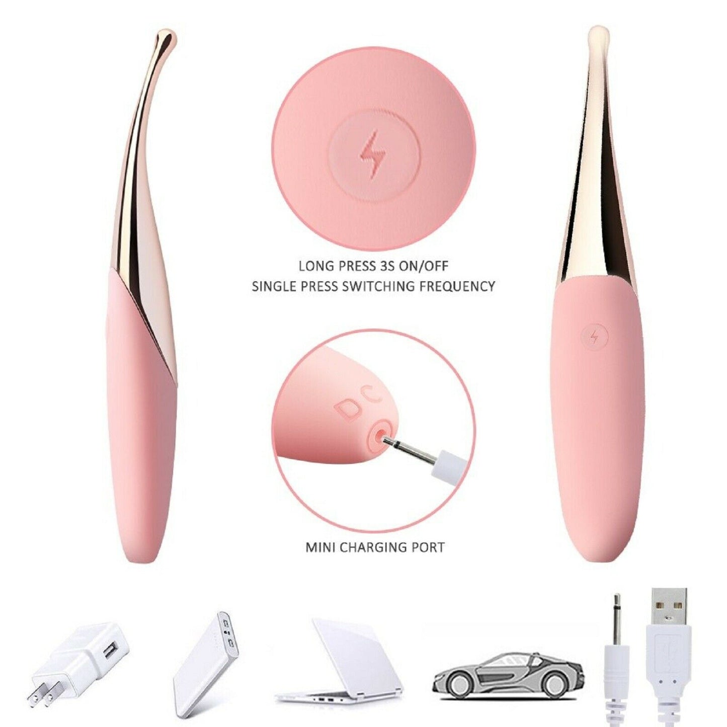 Vibrator Wand G-Spot Clitoral Stimulator Clit Massager Female Dildo USB Sex Toy