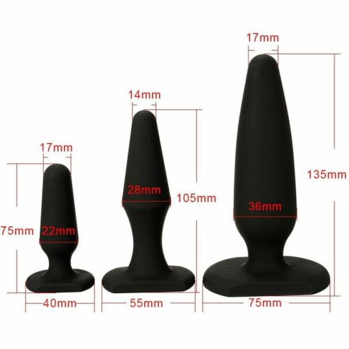 3 Pack Silicone Anal Butt Plug S/M/L Anal Beads Trainer Kit Sub BDSM Sex Toy NEW