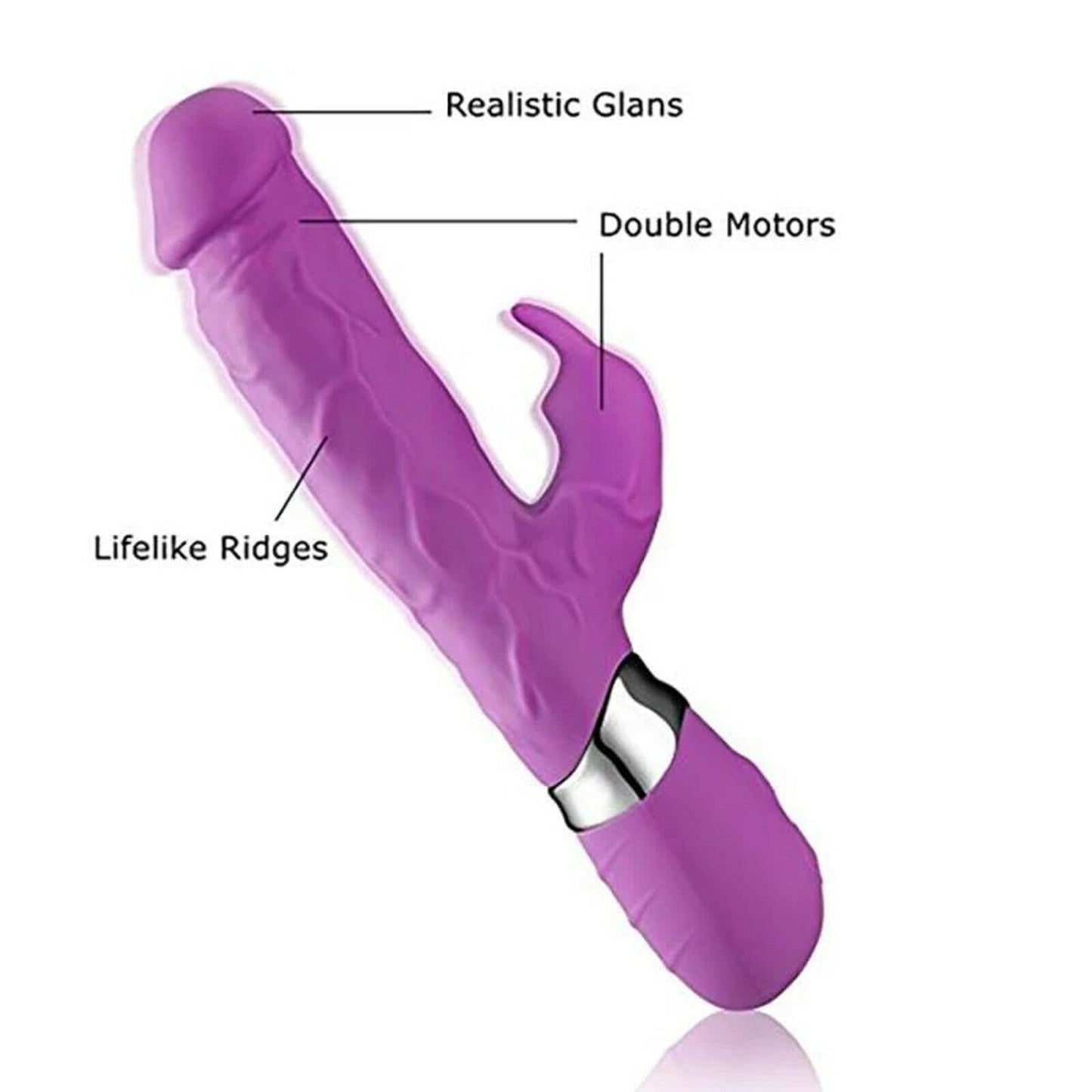 9" Large Rabbit Vibrator Big Realistic Dildo Clit USB Rechargeable Wand Sex Toy