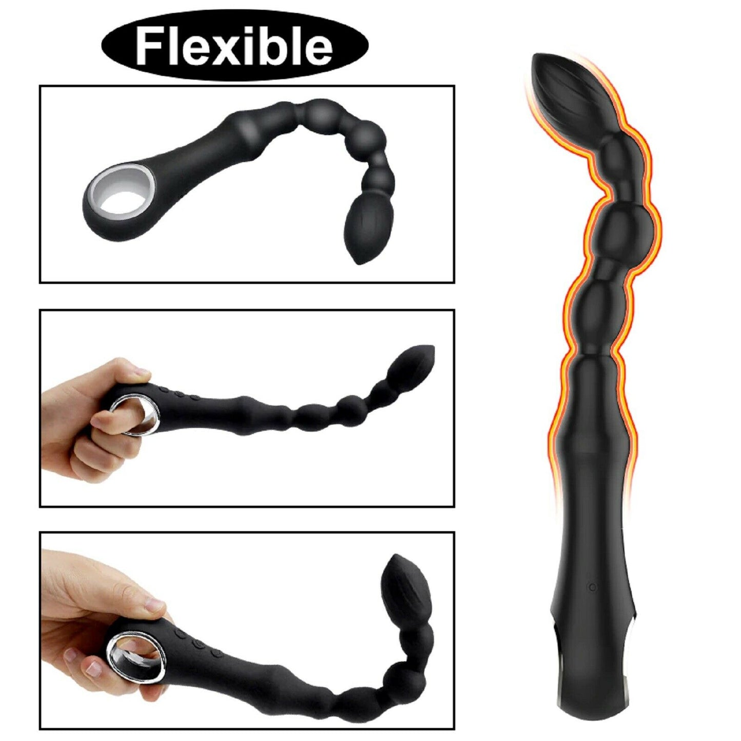 Prostate Massager Anal Beads Vibrator G-Spot Large  Butt Plug Dildo Men Sex Toy