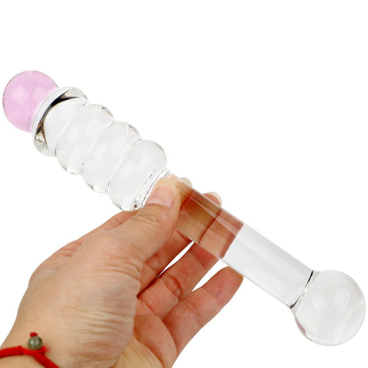 Large Glass Dildo Dong Thruster Anal Bead Chain Prostate Massager Sex Toy NEW