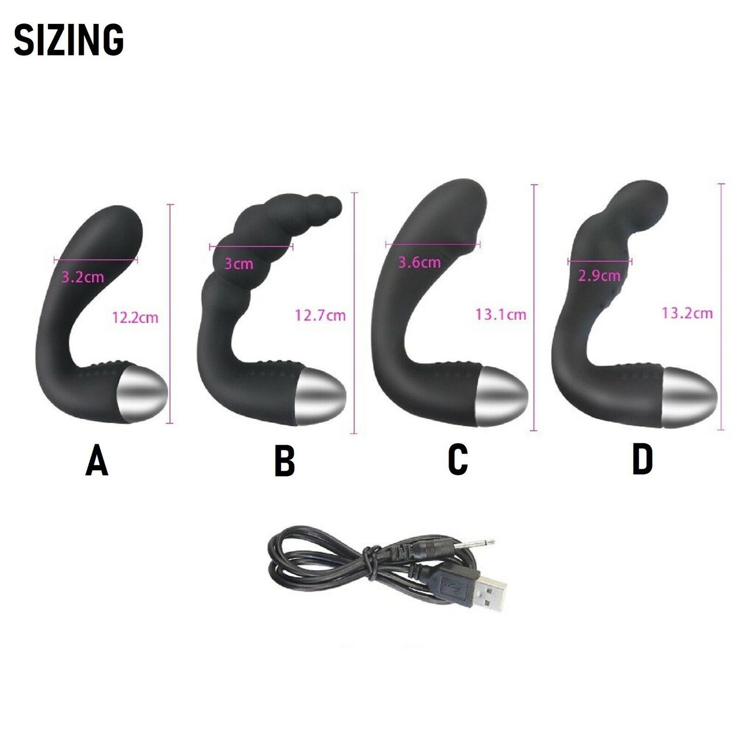 Prostate Massager Mens Female Vibrator Anal Plug USB Rechargeable Dildo Sex Toy