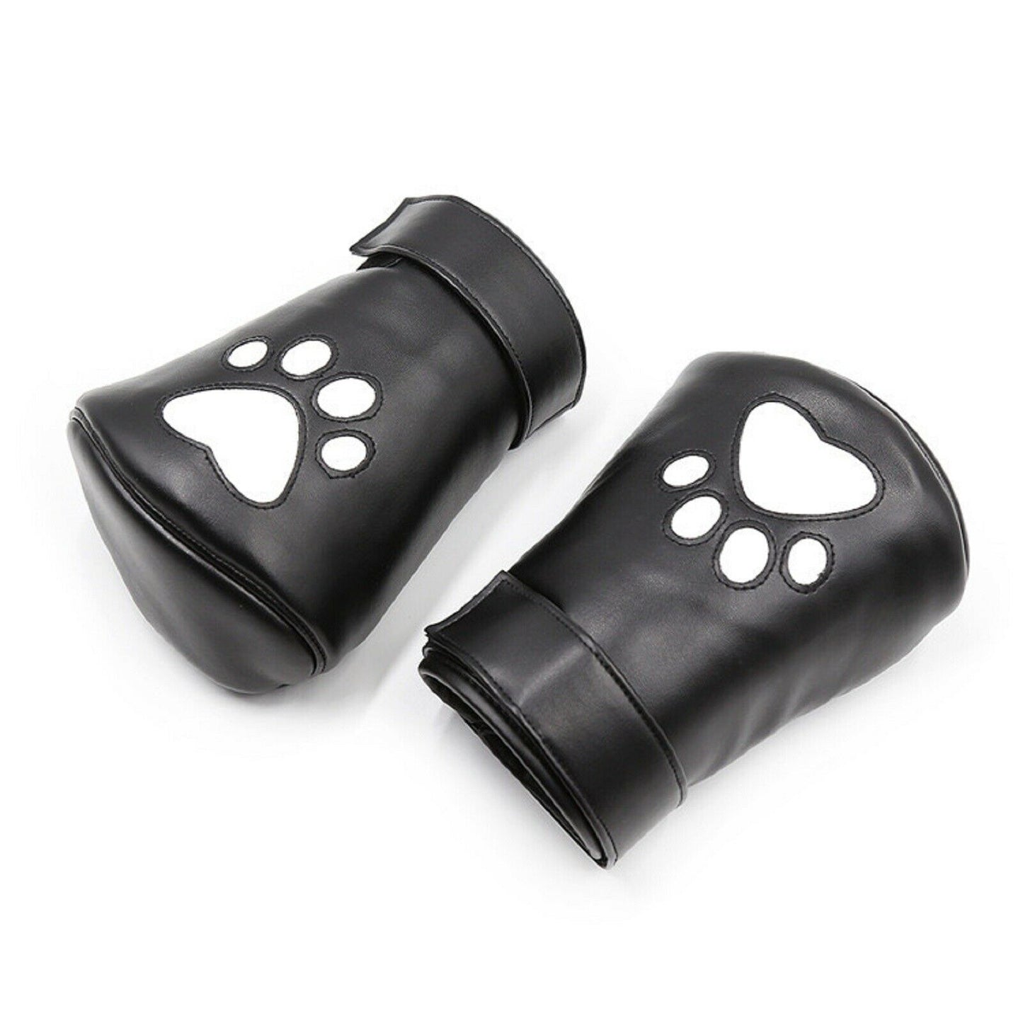 Puppy Pup Play Mittens Flax Leather Gloves Bondage Fetish Restraint BDSM Sex Toy