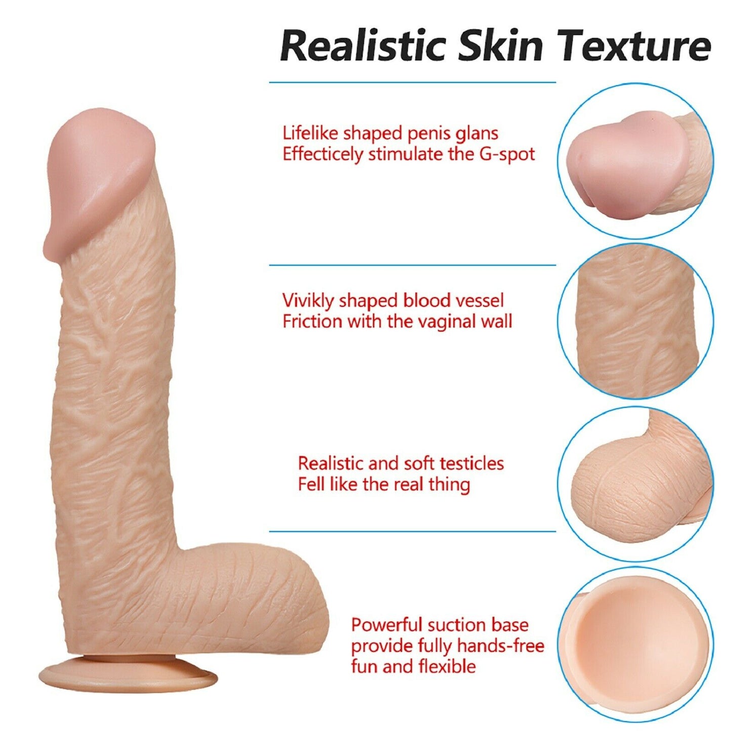 11.4" Realistic BIG Monster FAT MASSIVE Dildo Dong Penis Cock HUGE Adult/Sex Toy