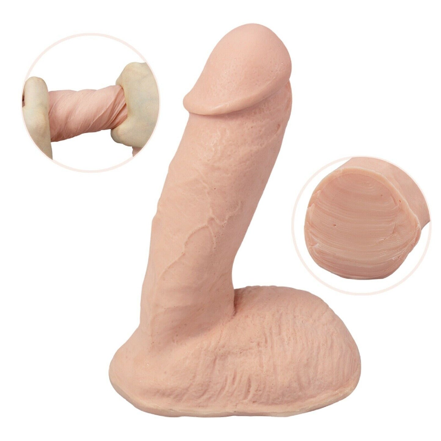 7.28" Realistic Dildo Dong Cock Penis Suction Cup Lifelike Soft Adult Sex Toy