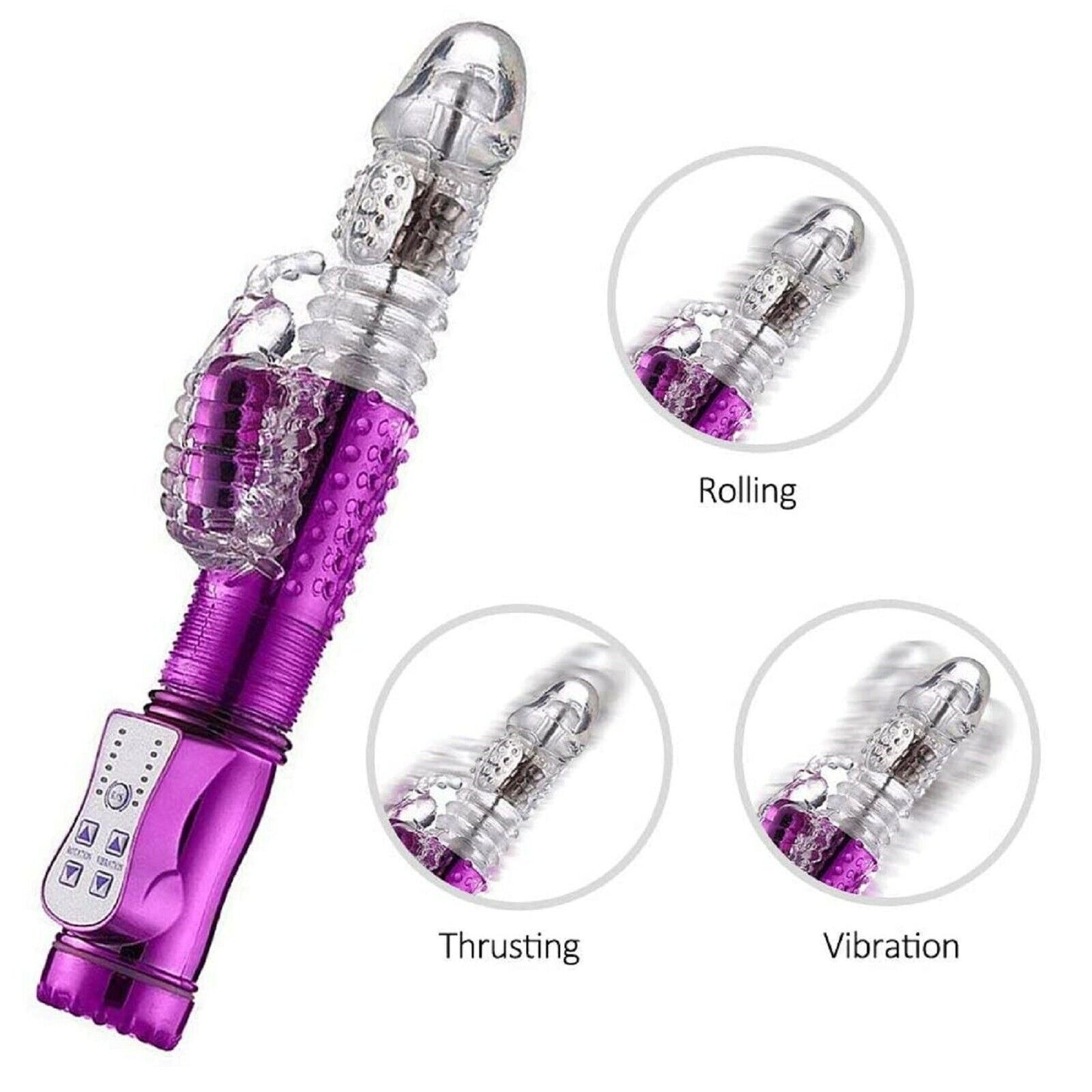 10" Thrusting Dildo Dong Rabbit Vibrator Rotating Telescopic G Spot Clit Sex Toy