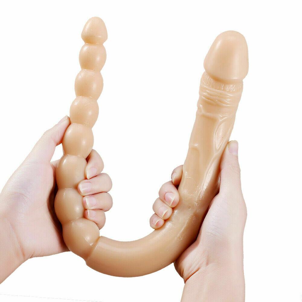 47cm Double Ended Crystal Anal Beads Dildo Dong Penis Lesbian Adult Sex Toy New