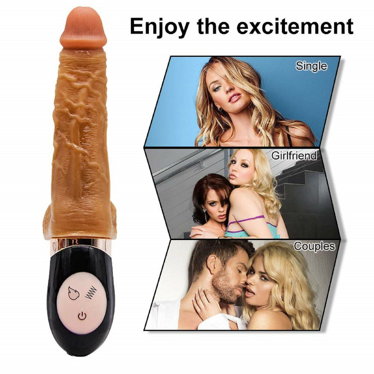 7" Realistic Dildo Vibrating Rotating Heating Dong Rechargeable Vibrator Sex Toy