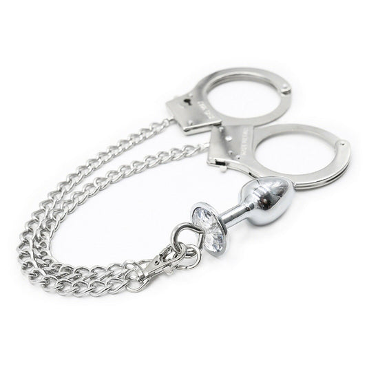 Handcuffs Anal Plug Butt Bondage Metal Restraints Fetish SM BDSM Adult Sex Toy