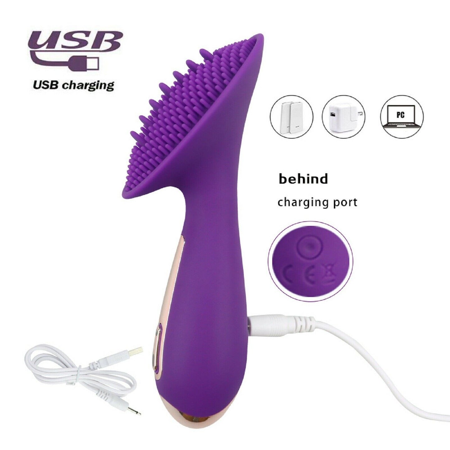 Licking Tongue Clitoris Vibrator Dildo G-Spot Nipple Clit Stimulator USB Sex Toy