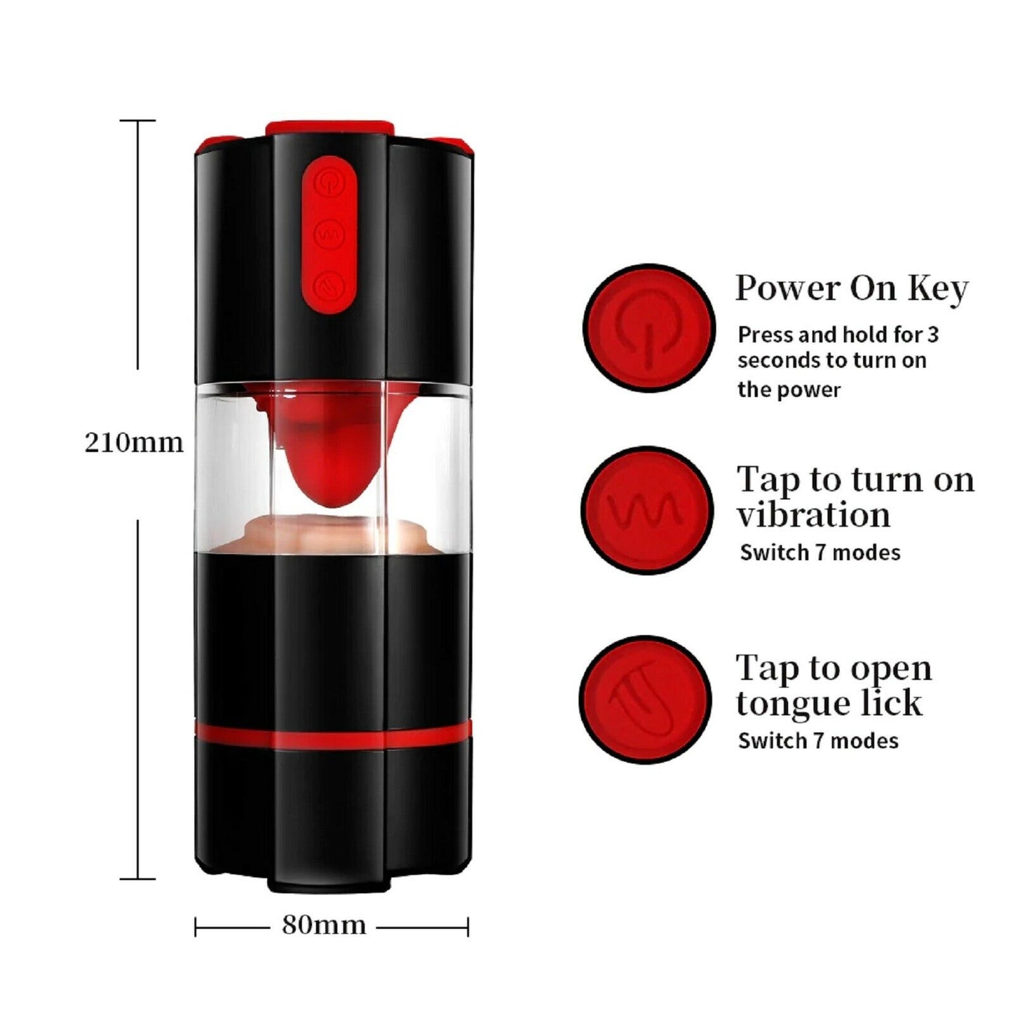 Male Masturbator Cup Auto Lick Vibrating Pussy Masturbation Stroker Oral Sex Toy