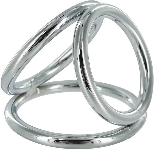Triple Cock Ring Ball Erection Enhancer Penis Metal Steel Cage Male Delay Sex