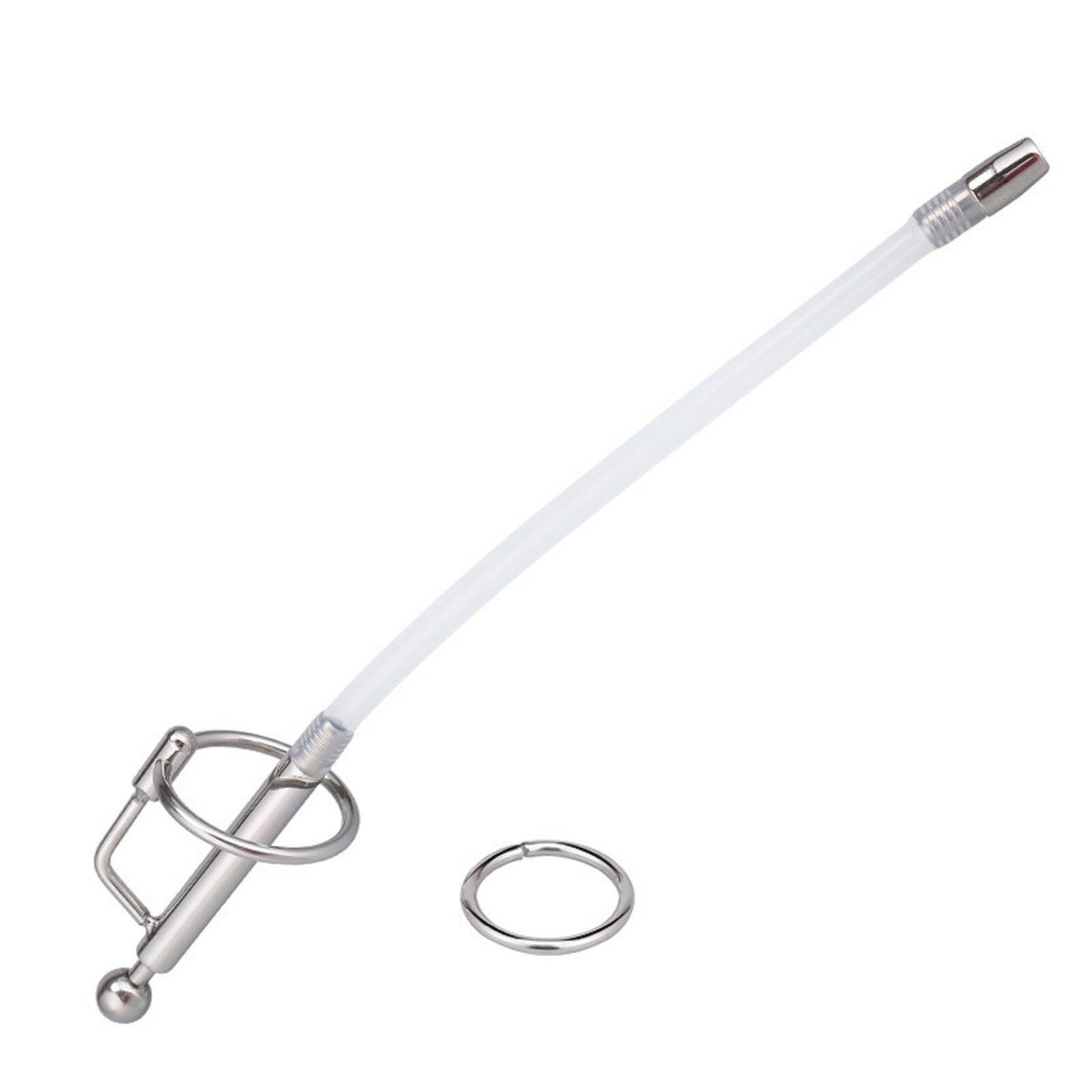 Stainless Steel Cum Thru Flexible Penis Plug Cock Ring Urethral Sound Catheter