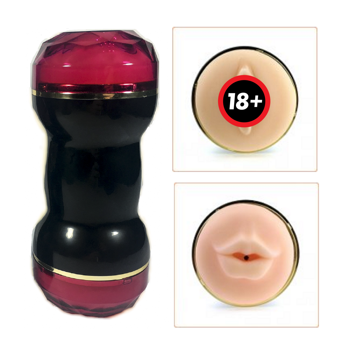Male Masturbator Double Ended Pocket Pussy Stroker Ass Mouth Vagina Sex Toy NEW