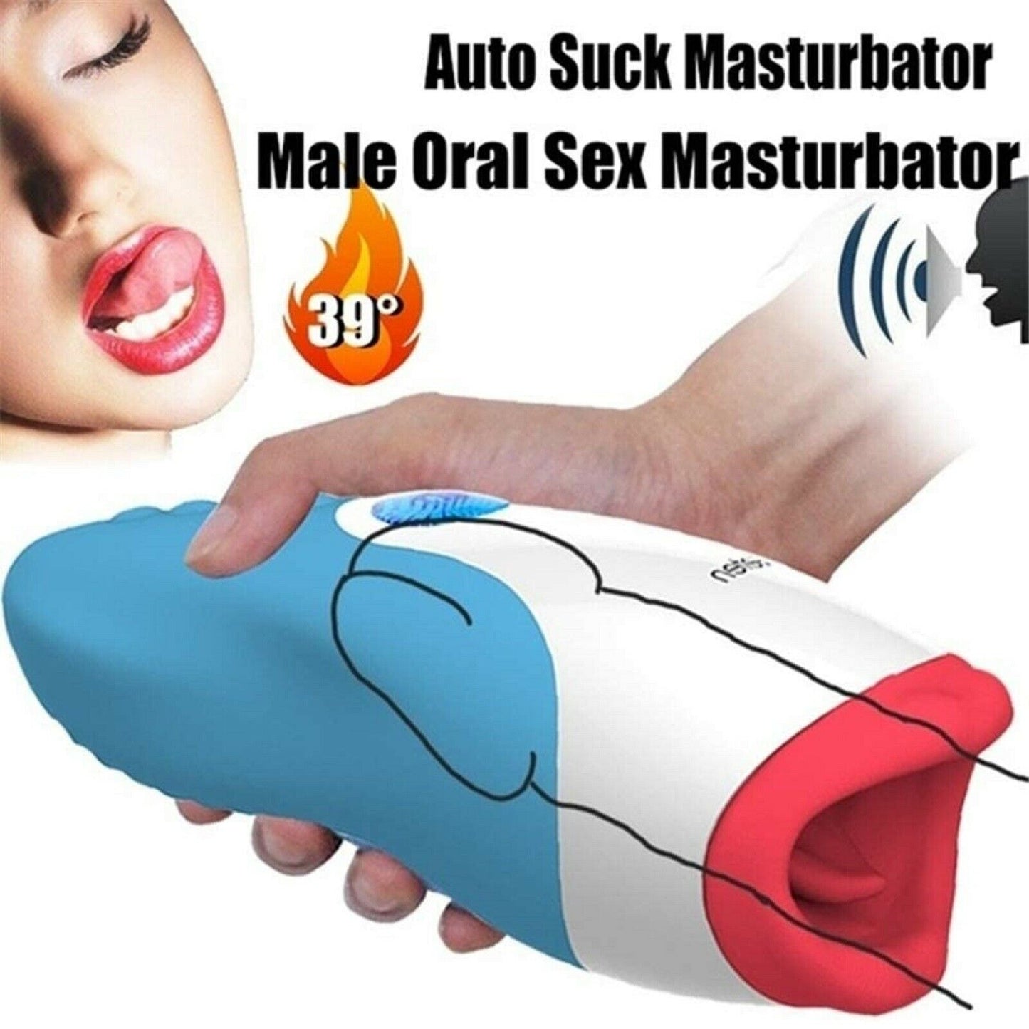 Vibrating Oral Sex Toy For Men Auto Stroker Cup Masturbator Male Masturbation