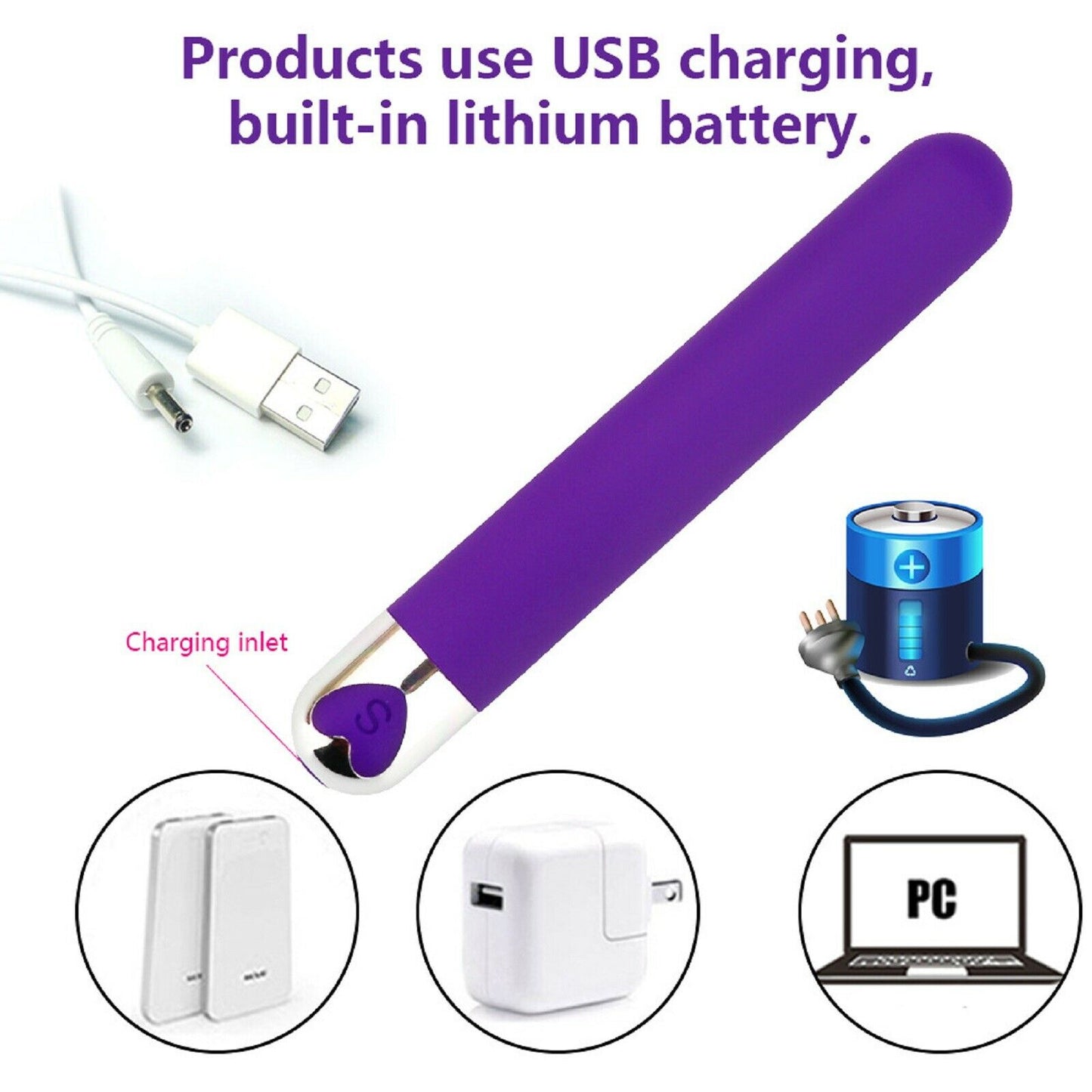 Bullet Vibrator Rechargeable USB Wand G Spot Dildo Clit Stimulator Egg Sex Toy