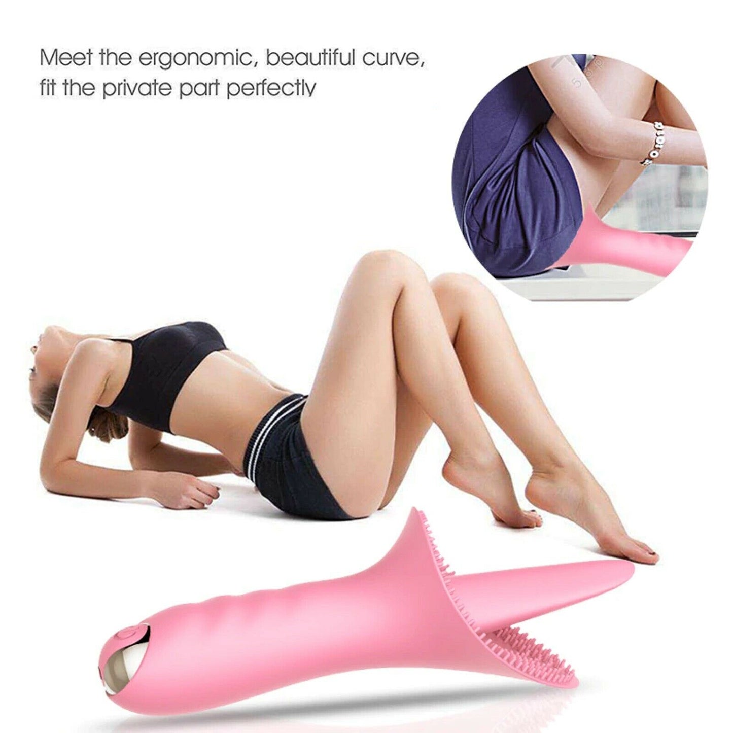 Licking Tongue Clitoris Vibrator Dildo G-Spot Nipple Clit Stimulator USB Sex Toy