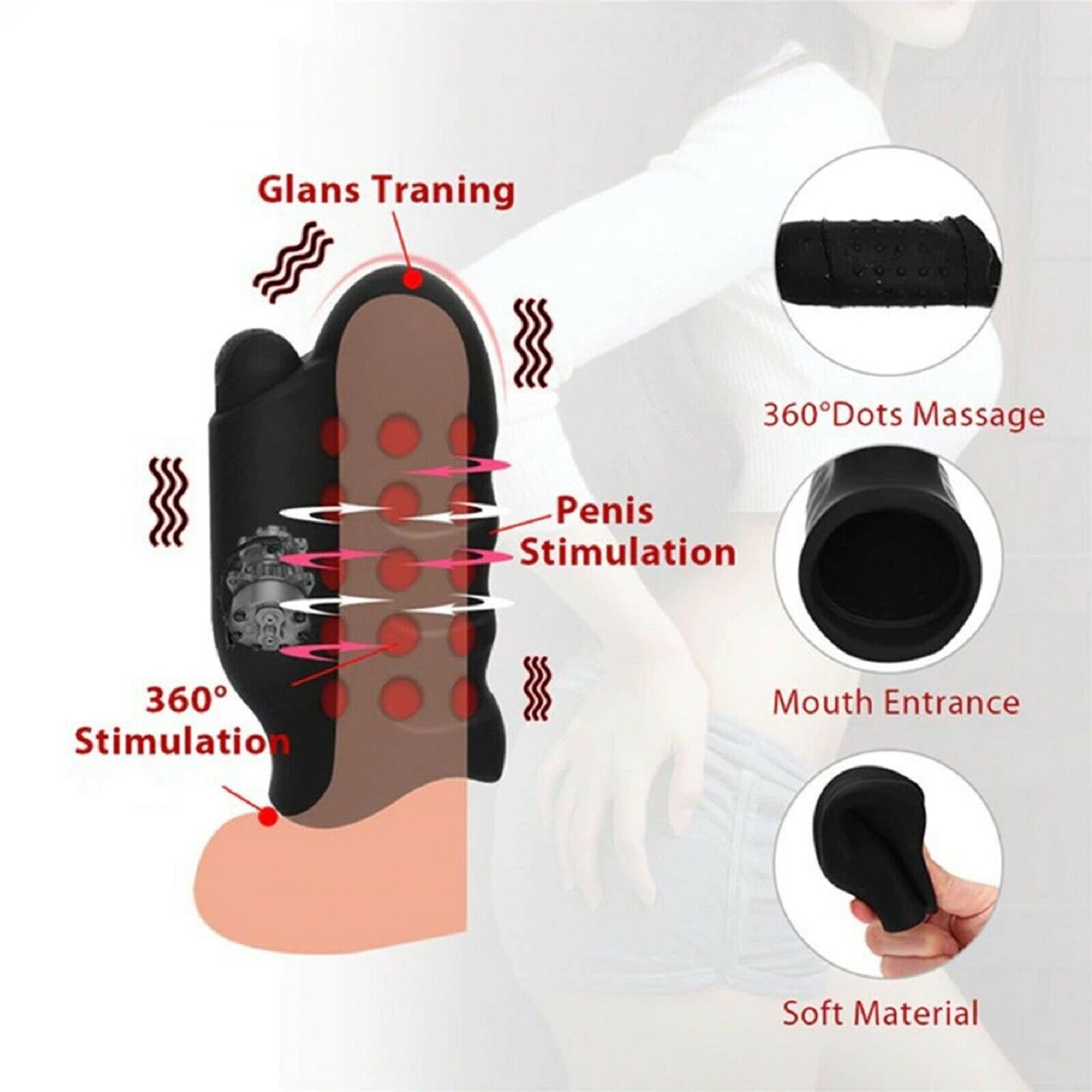 Vibrating Male Masturbator Stroker Rechargeable Penis Vibrator Trainer Sex Toy