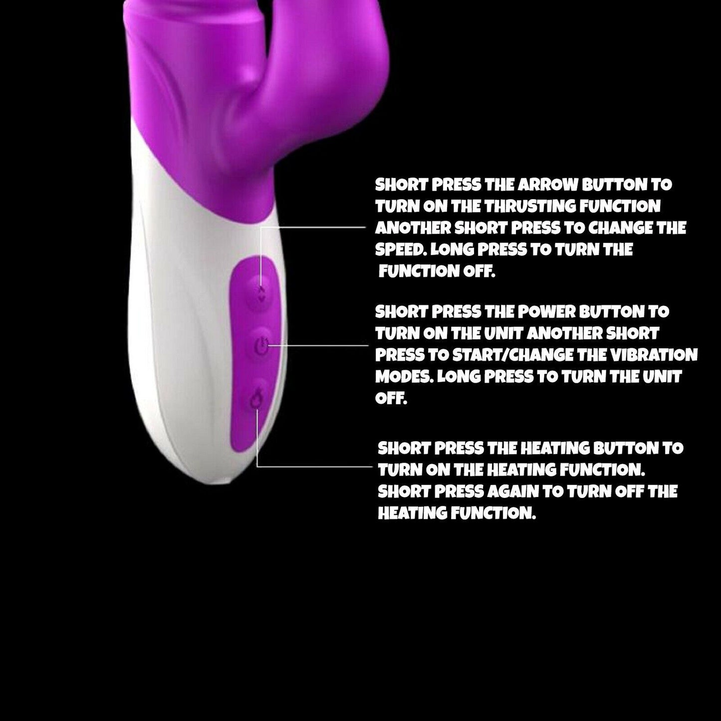 Licking Thrusting Rabbit Clit Vibrator Rechargeable Dildo Big Telescopic Sex Toy