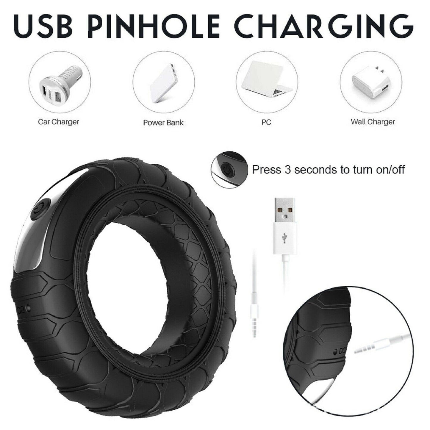Vibrating Cock Ring USB Penis Vibrator Ring Couples Delay Remote Control Sex Toy