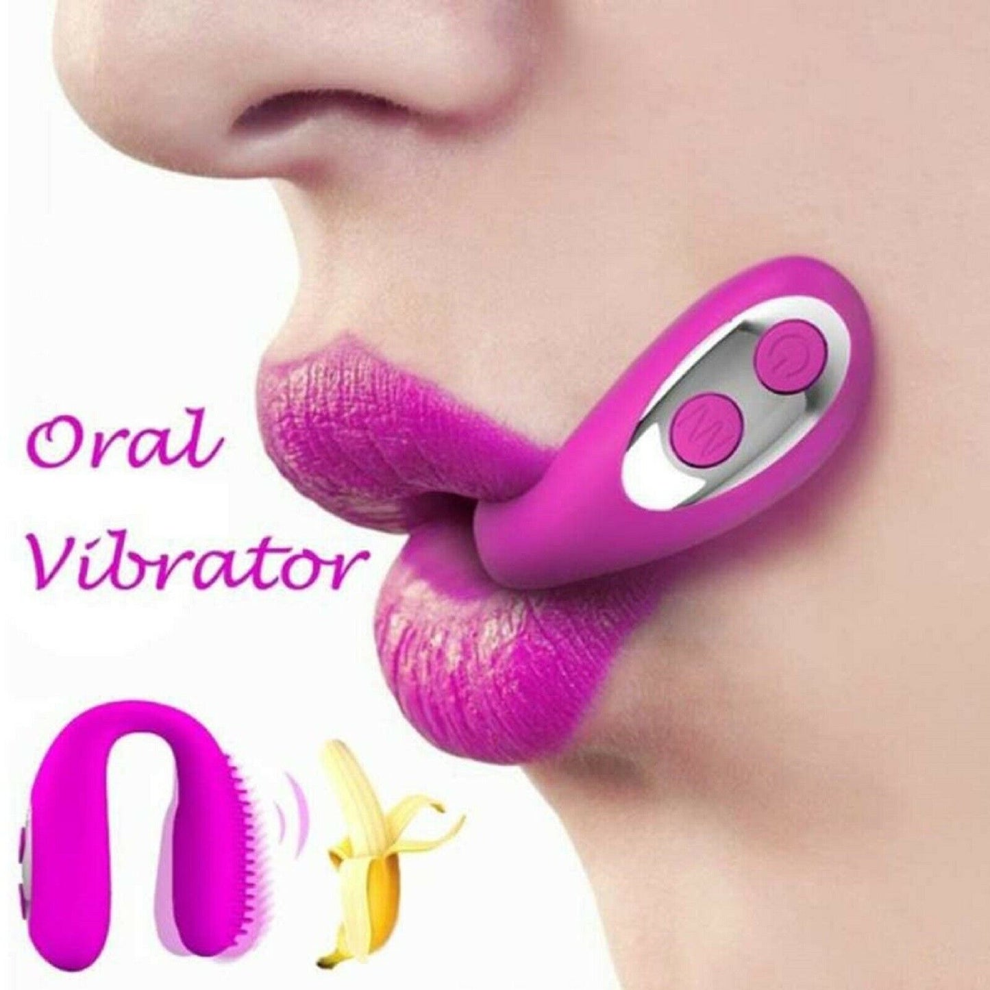 Couples Oral Vibrator Blowjob Vibe Wearable Mouth Stimulator USB Adult Sex Toy