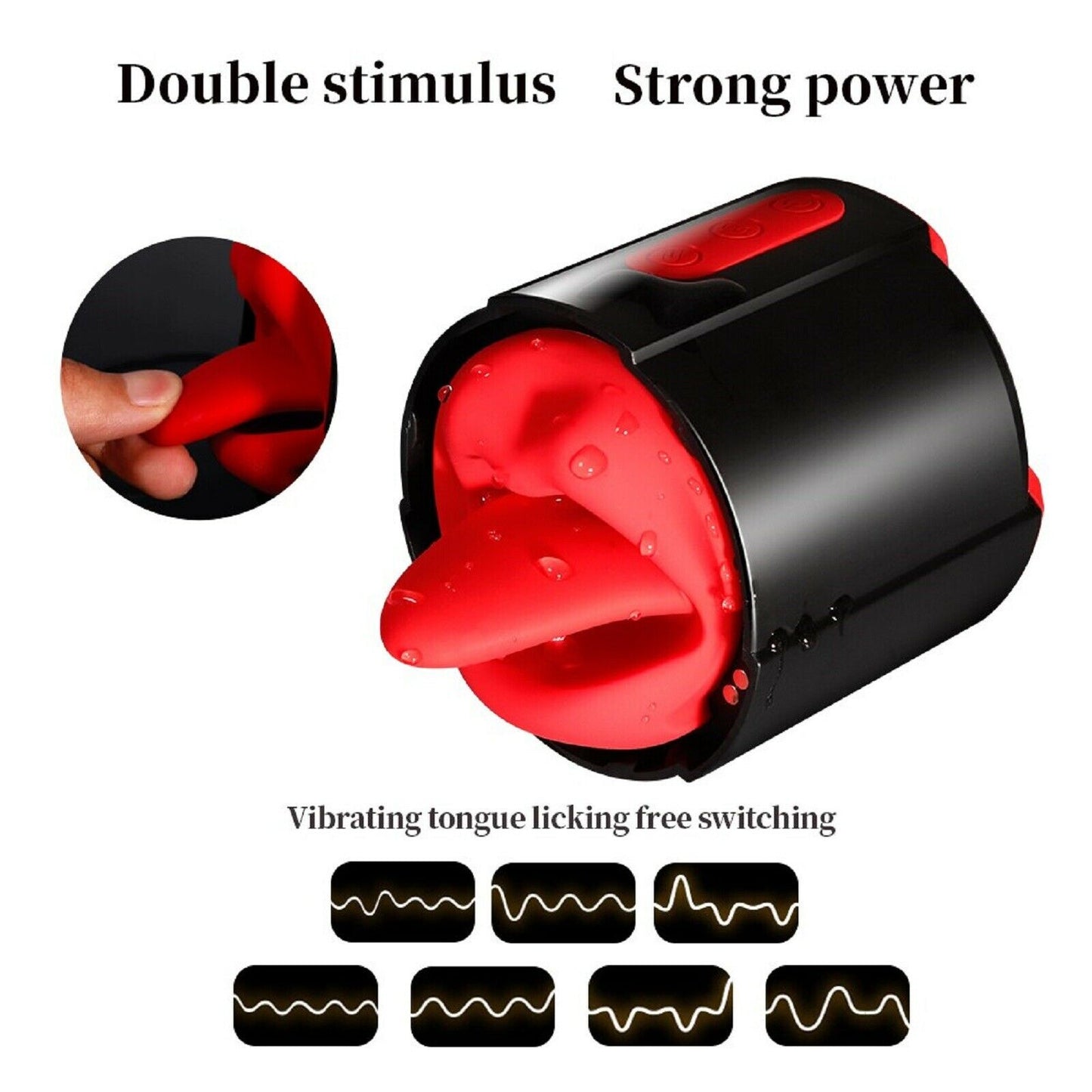 Male Masturbator Cup Auto Lick Vibrating Pussy Masturbation Stroker Oral Sex Toy