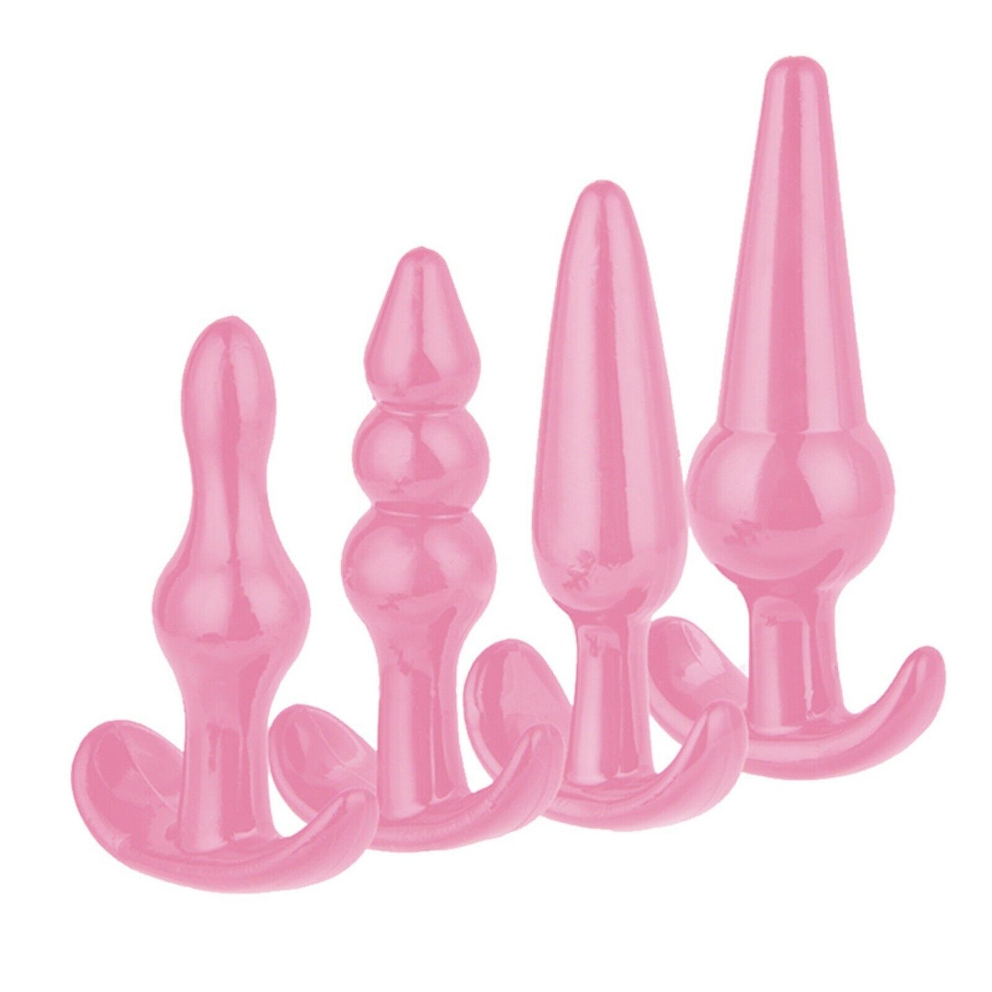 4 Pack Anal Butt Plug Dildo Dong Set Beads Prostate Massager Trainer Gay Sex Toy