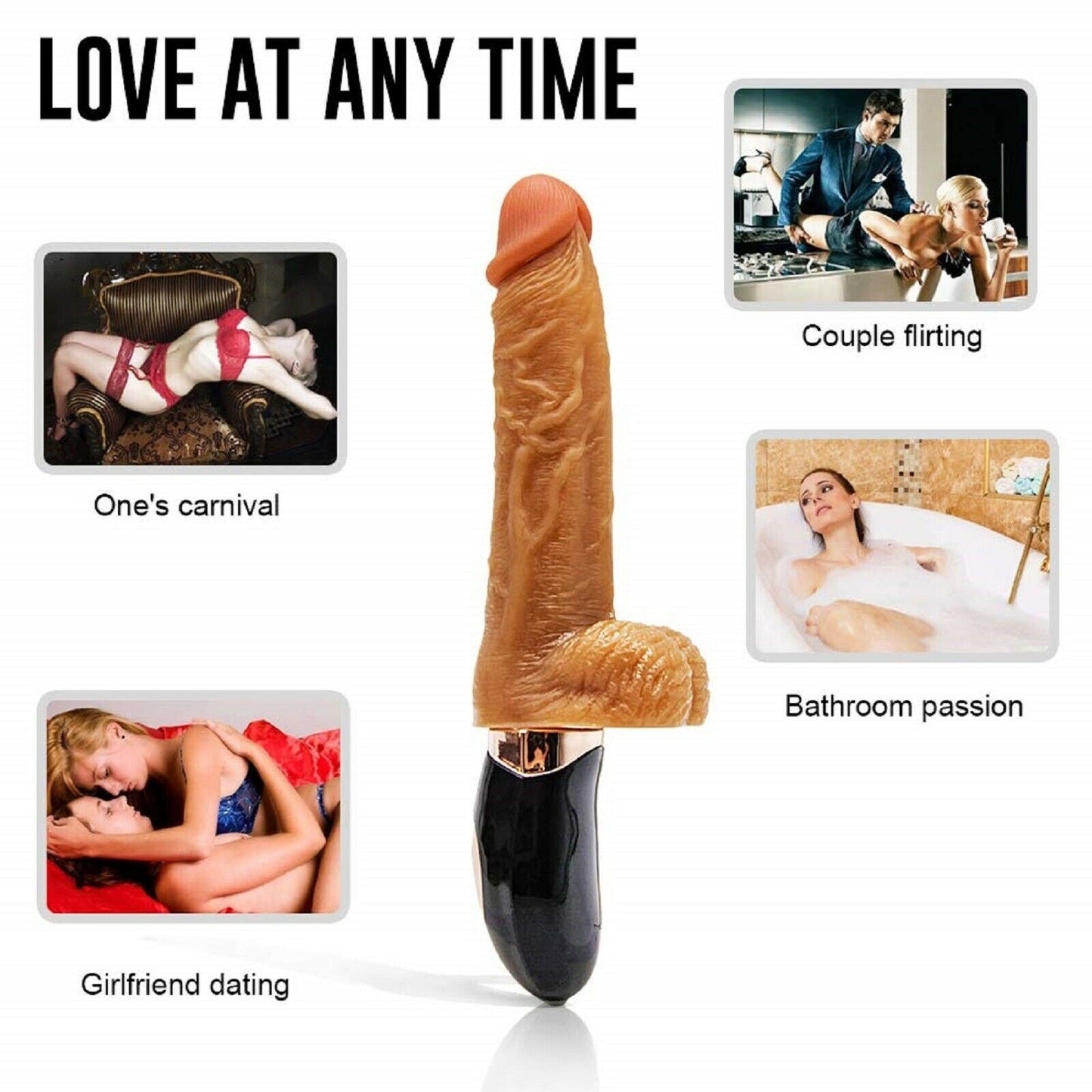 7" Realistic Dildo Vibrating Rotating Heating Dong Rechargeable Vibrator Sex Toy