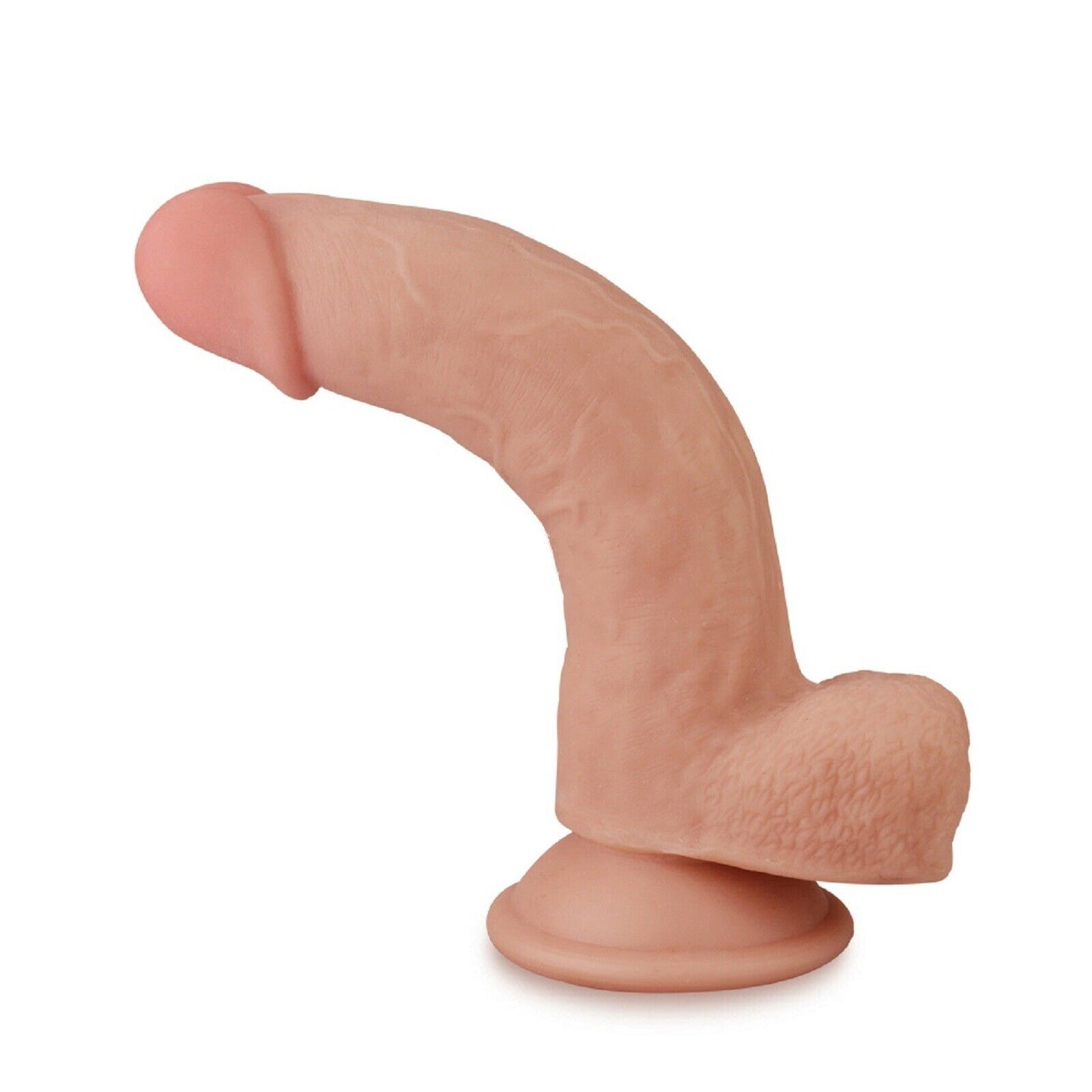 8" Sliding Dildo Dong Foreskin Realistic Penis Cock Balls Vaginal Anal Sex Toy