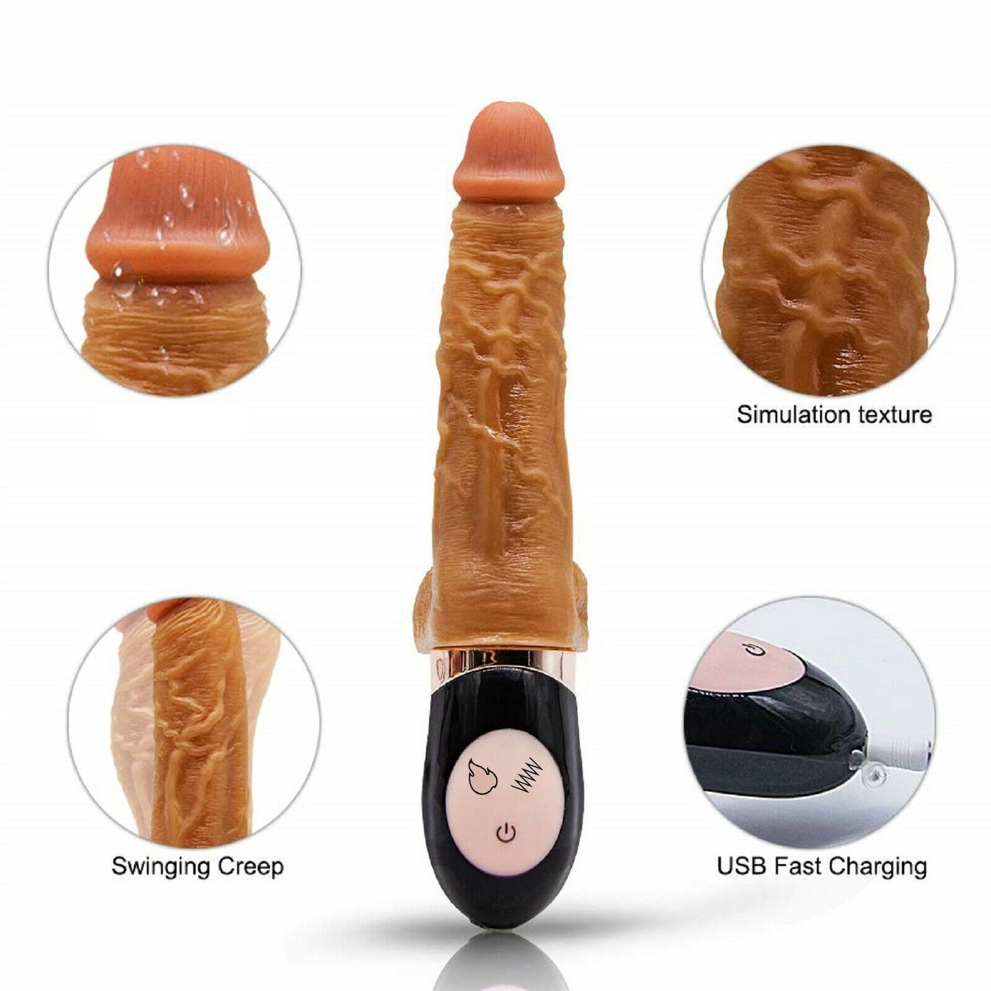7" Realistic Dildo Vibrating Rotating Heating Dong Rechargeable Vibrator Sex Toy
