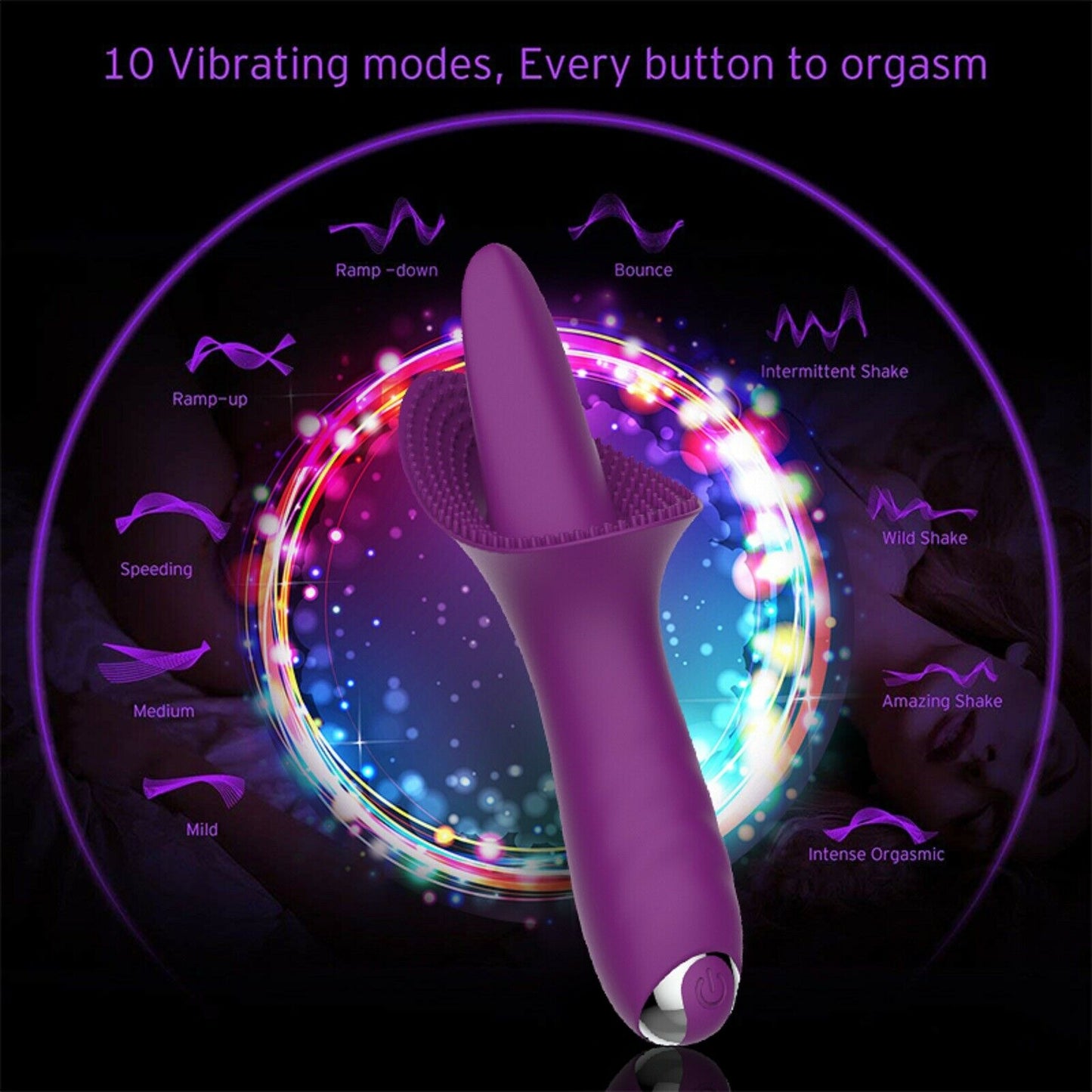 Licking Tongue Clitoris Vibrator Dildo G-Spot Nipple Clit Stimulator USB Sex Toy