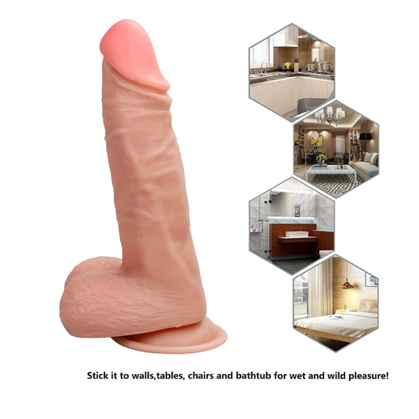 Dildo Dong Realistic Big Penis Cock Balls Vaginal Anal Suction Cup Soft Sex Toy
