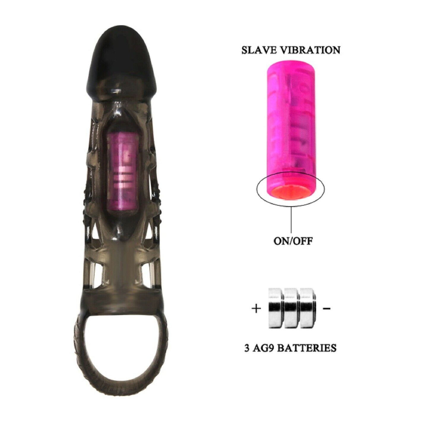 Vibrating Sleeve Penis Extender Cock Ring Delay Sleeve Extension Men Sex Toy New
