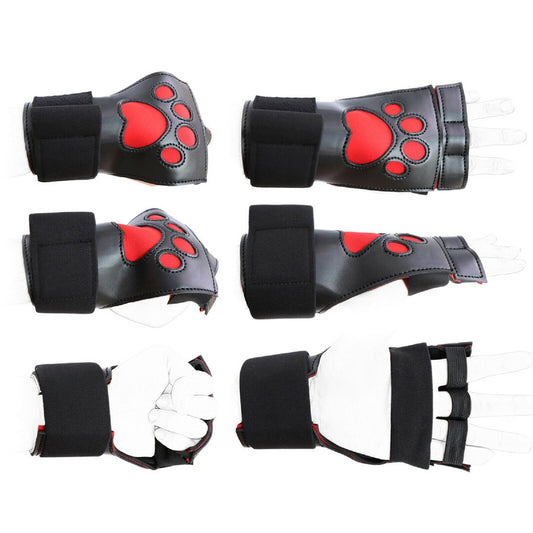 Puppy Pup Play Mittens Flax Leather Gloves Cosplay Fetish Paw Mitts Dress Up NEW