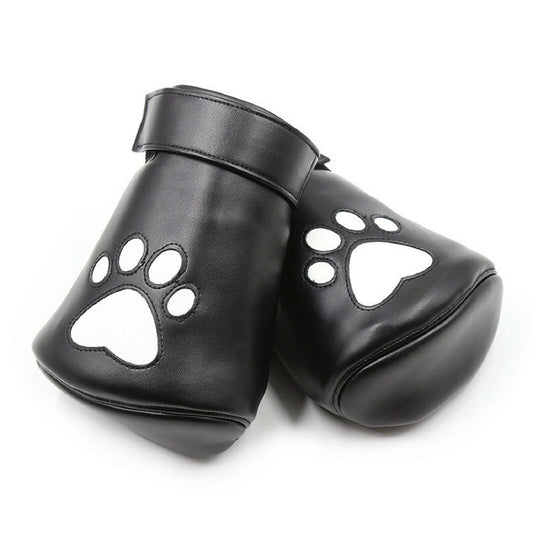 Puppy Pup Play Mittens Flax Leather Gloves Bondage Fetish Restraint BDSM Sex Toy