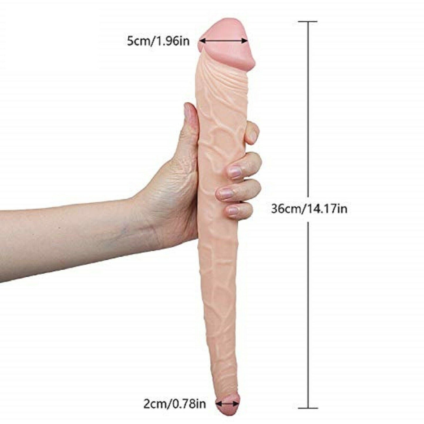 14 Inch Double Ended Dildo Dong Realistic Veined Shaft Penis Cock Adult Sex Toy