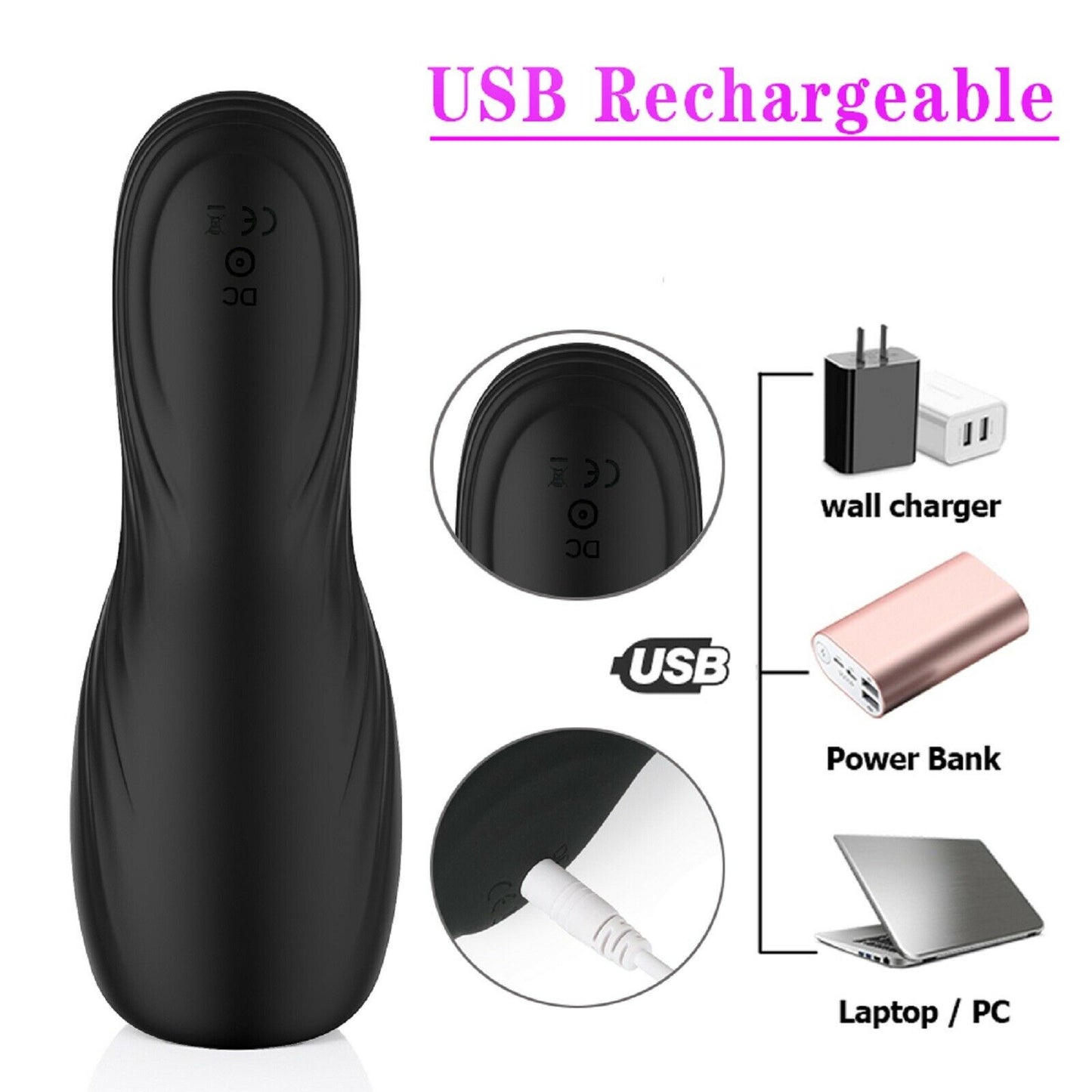 Vibrating Male Masturbator Stroker Rechargeable Penis Vibrator Trainer Sex Toy