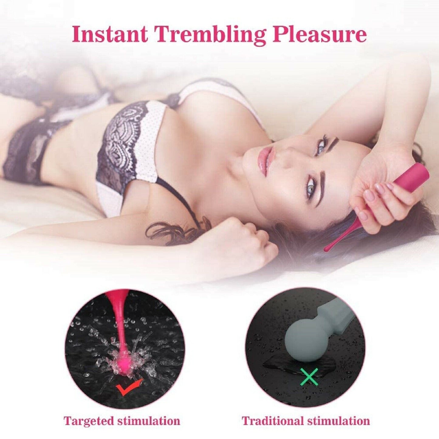 Vibrator Wand G-Spot Clitoral Stimulator Clit Massager Female Dildo USB Sex Toy