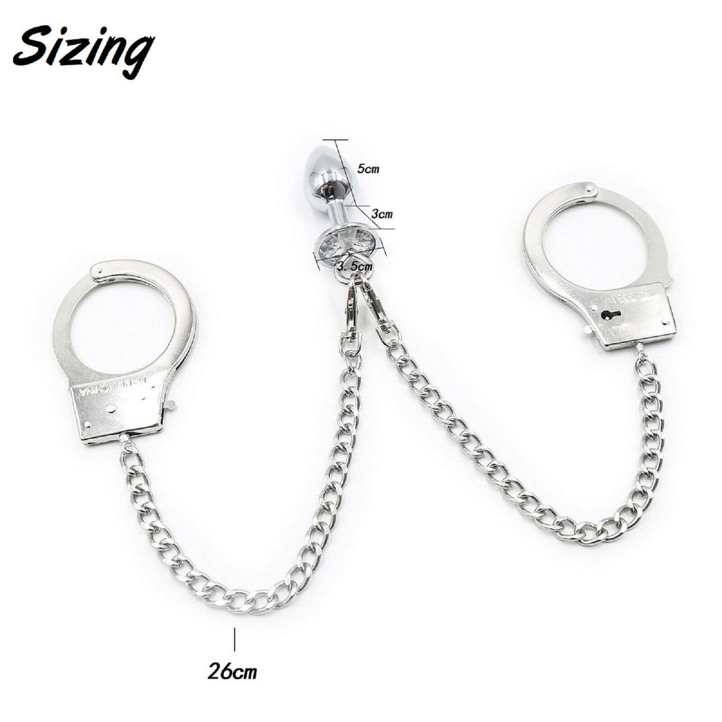 Handcuffs Anal Plug Butt Bondage Metal Restraints Fetish SM BDSM Adult Sex Toy