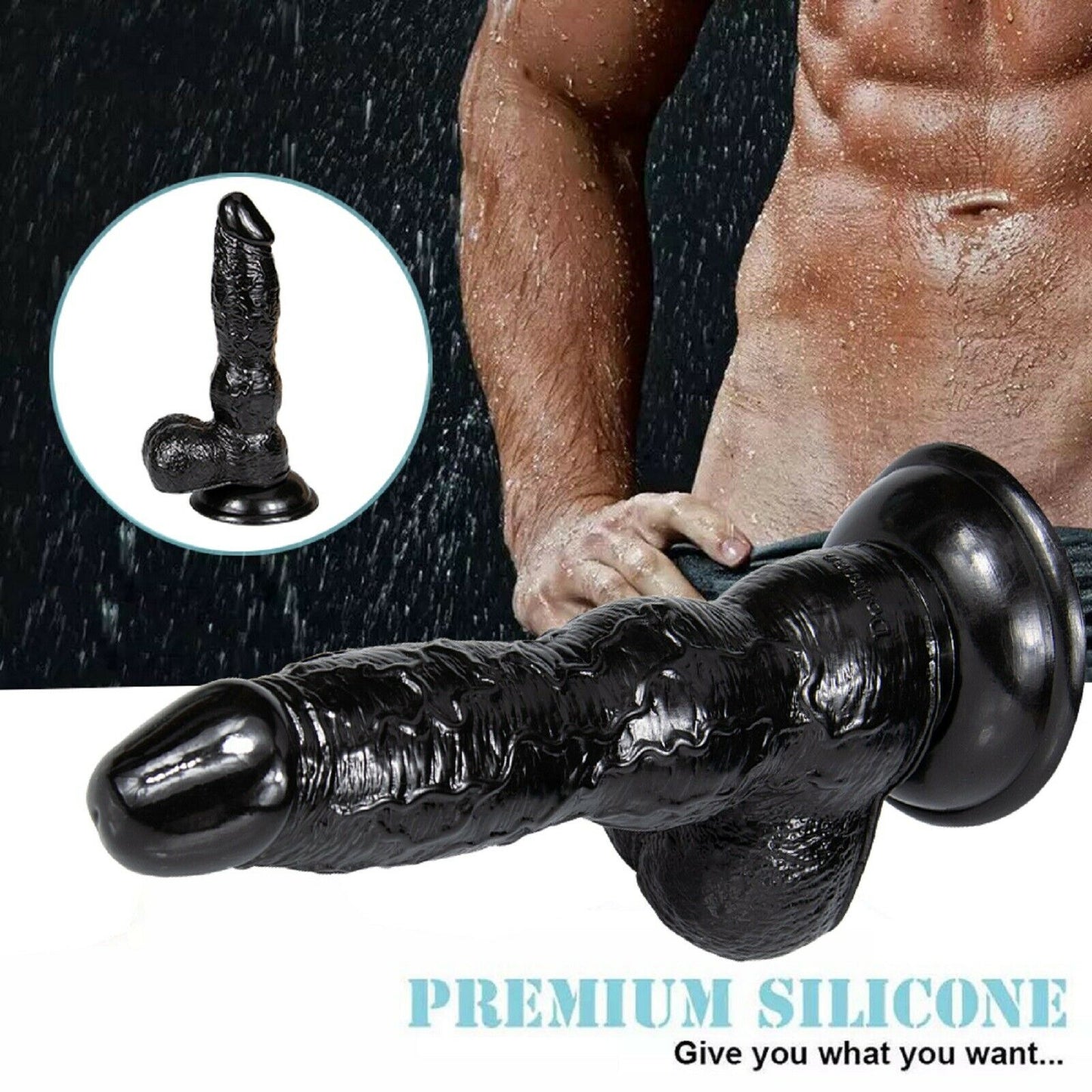 8.2" Realistic Dildo Dong Fantasy Monster FAT MASSIVE Anal BDSM Adult Sex Toy