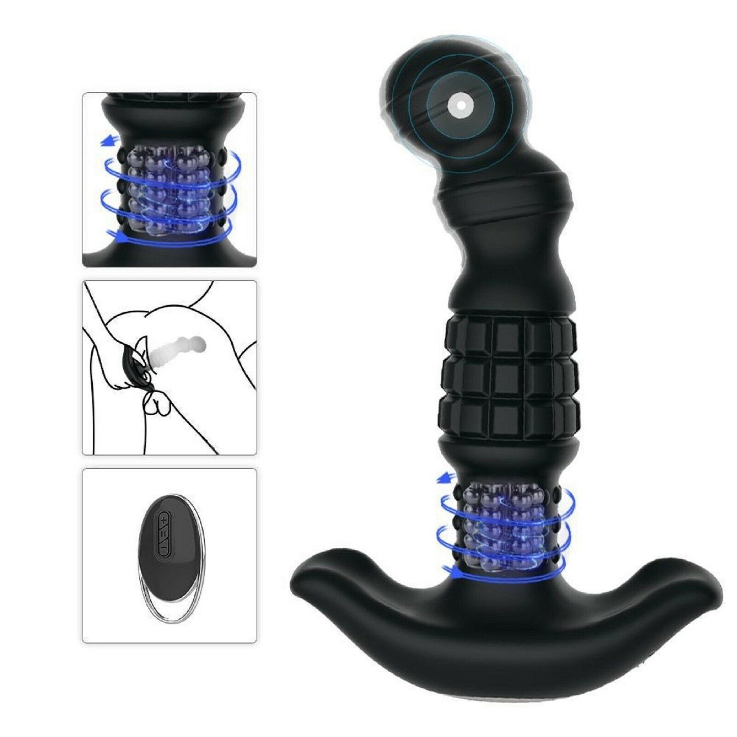 Male Vibrating Prostate Massager Remote Large Anal Plug Vibrator Mens Sex Toy