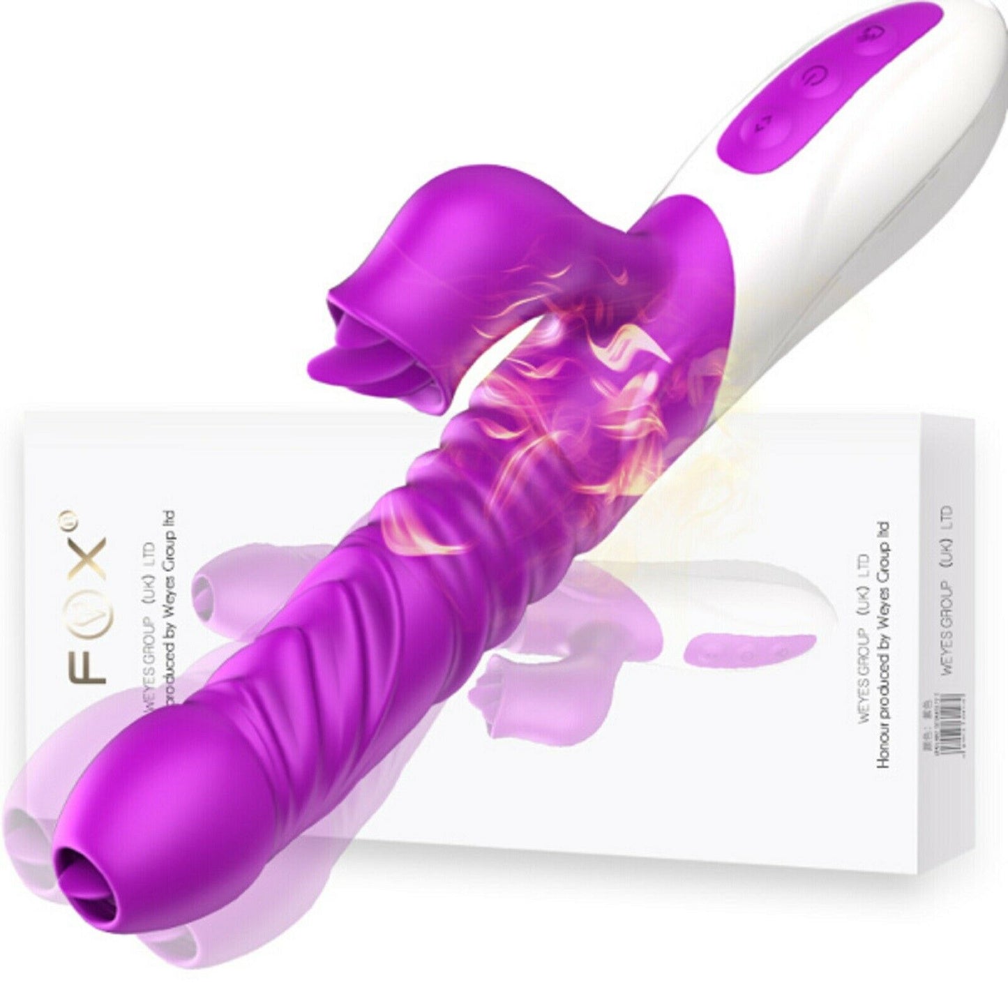 Licking Thrusting Rabbit Clit Vibrator Rechargeable Dildo Big Telescopic Sex Toy