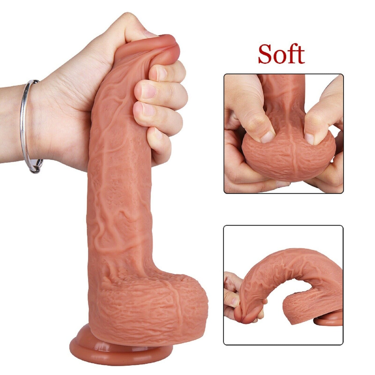 Realistic Dildo Dong Big Penis Cock Balls Vaginal Anal Soft Adult Sex Toy New