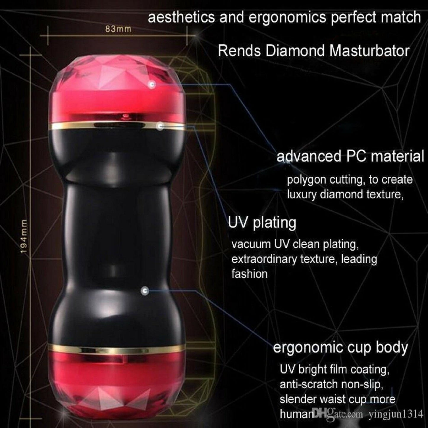 Male Masturbator Double Ended Pocket Pussy Stroker Ass Mouth Vagina Sex Toy NEW