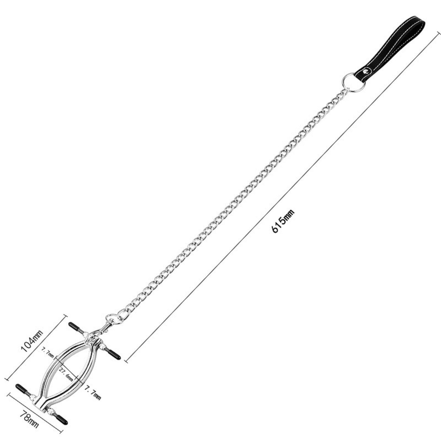 Alloy Clitoral Labia Clamps Metal Chain Leash Clip Fetish Bondage BDSM Sex Toy