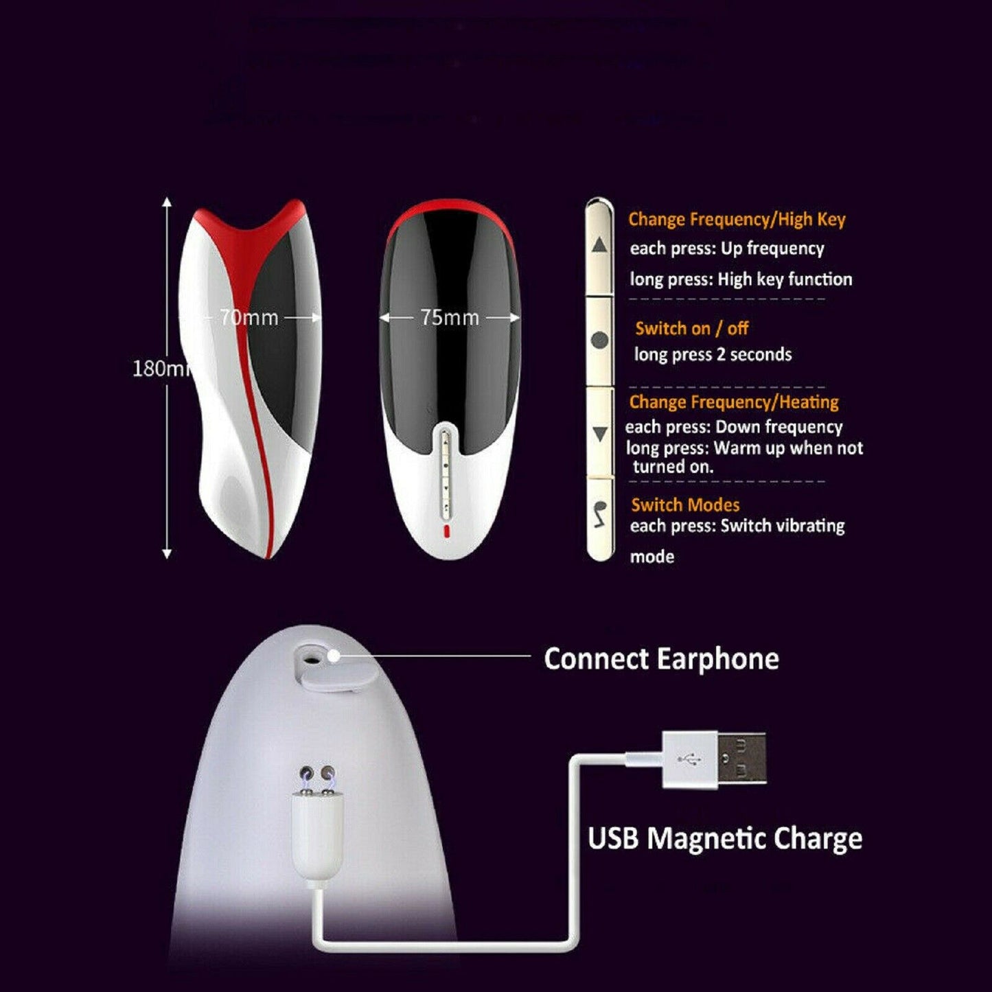 Male Masturbator Cup Auto Vibrating Oral Masturbation Stroker Heating Sex Toy