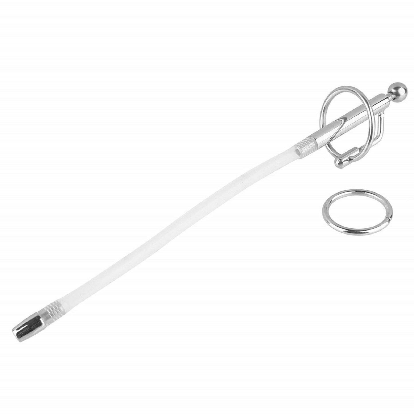 Stainless Steel Cum Thru Flexible Penis Plug Cock Ring Urethral Sound Catheter