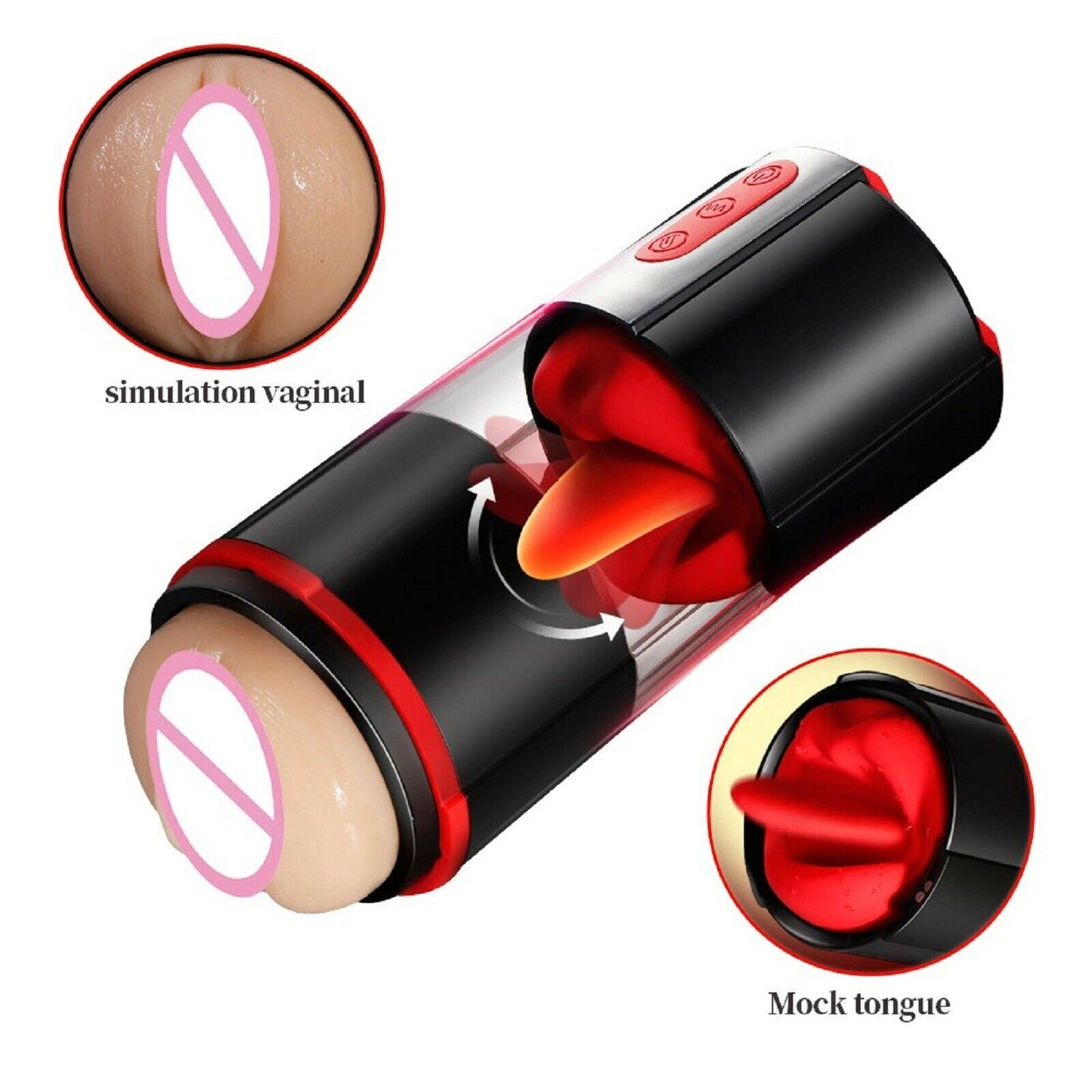Male Masturbator Cup Auto Lick Vibrating Pussy Masturbation Stroker Oral Sex Toy