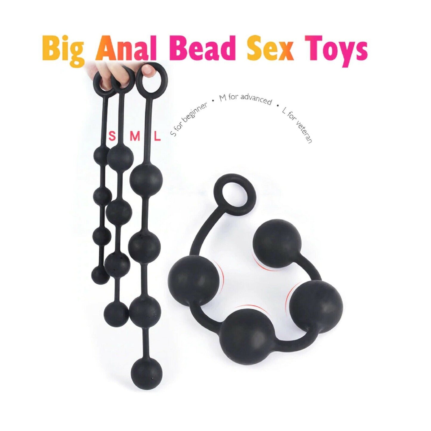 Giant Silicone Extra Large Big Anal Beads Dildo Dong Fat Butt Plug HUGE Sex Toy